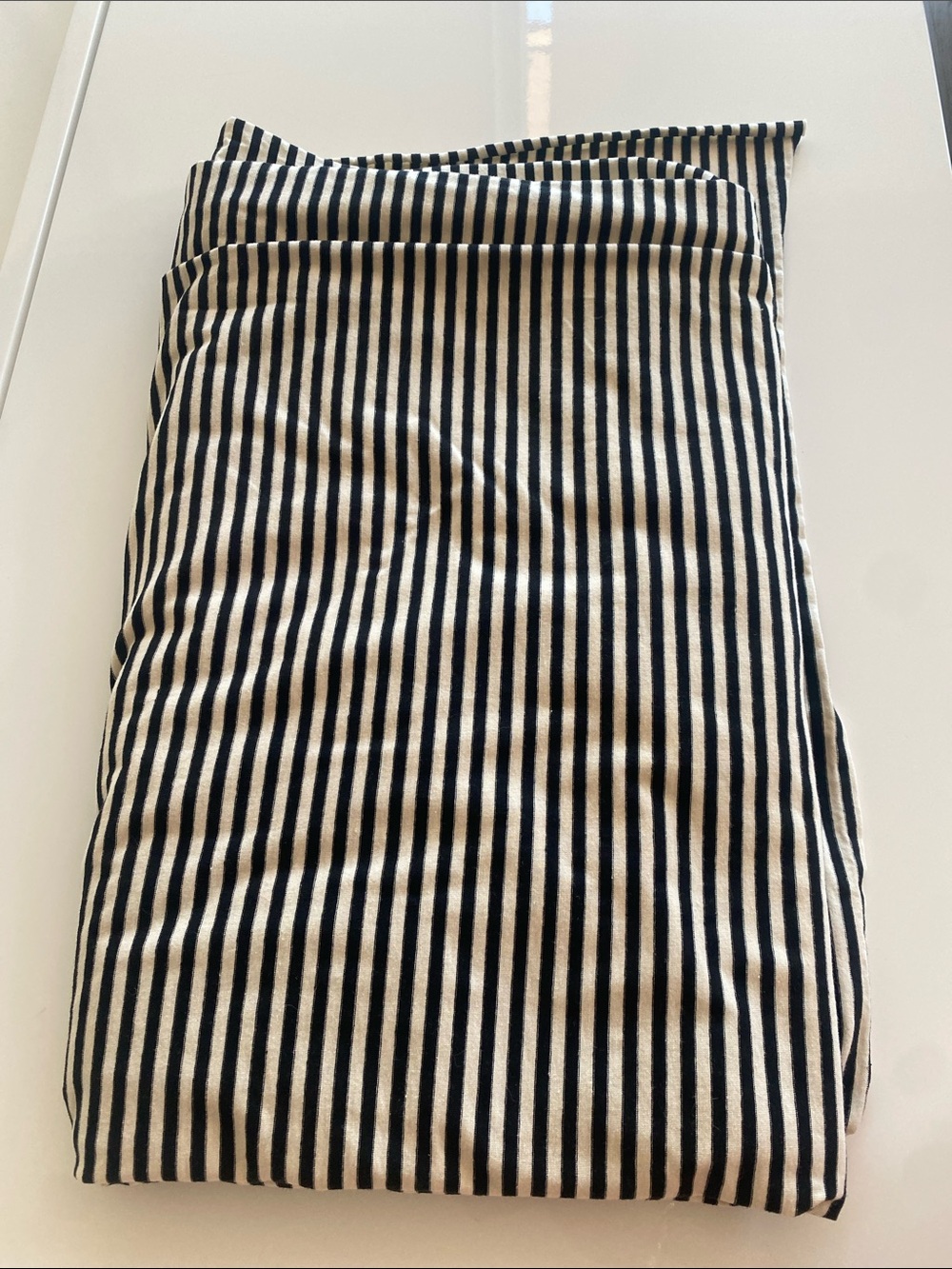 2 metres Black and Cream Skinny Striped Cotton Jersey Fabric for Sewing